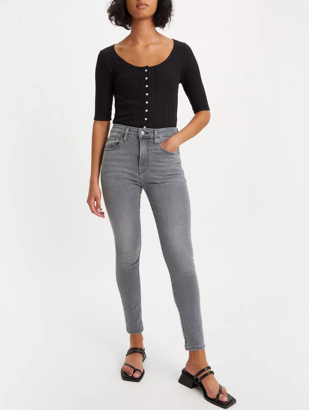 Levi's Women's Dark Gray 721 High Rise Skinny Jeans